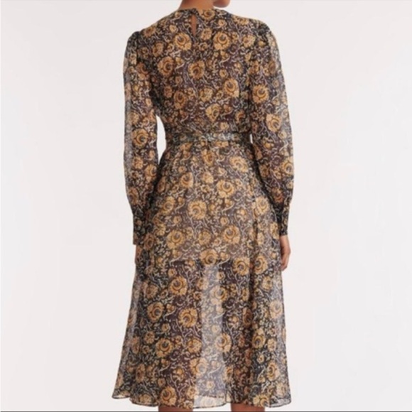 Veronica Beard Oneida Floral Long-Sleeve Silk Midi Dress Small - Picture 4 of 8